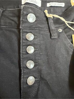 Royalty For Me Black Straight Leg Jeans with Signature Branded Button Fly